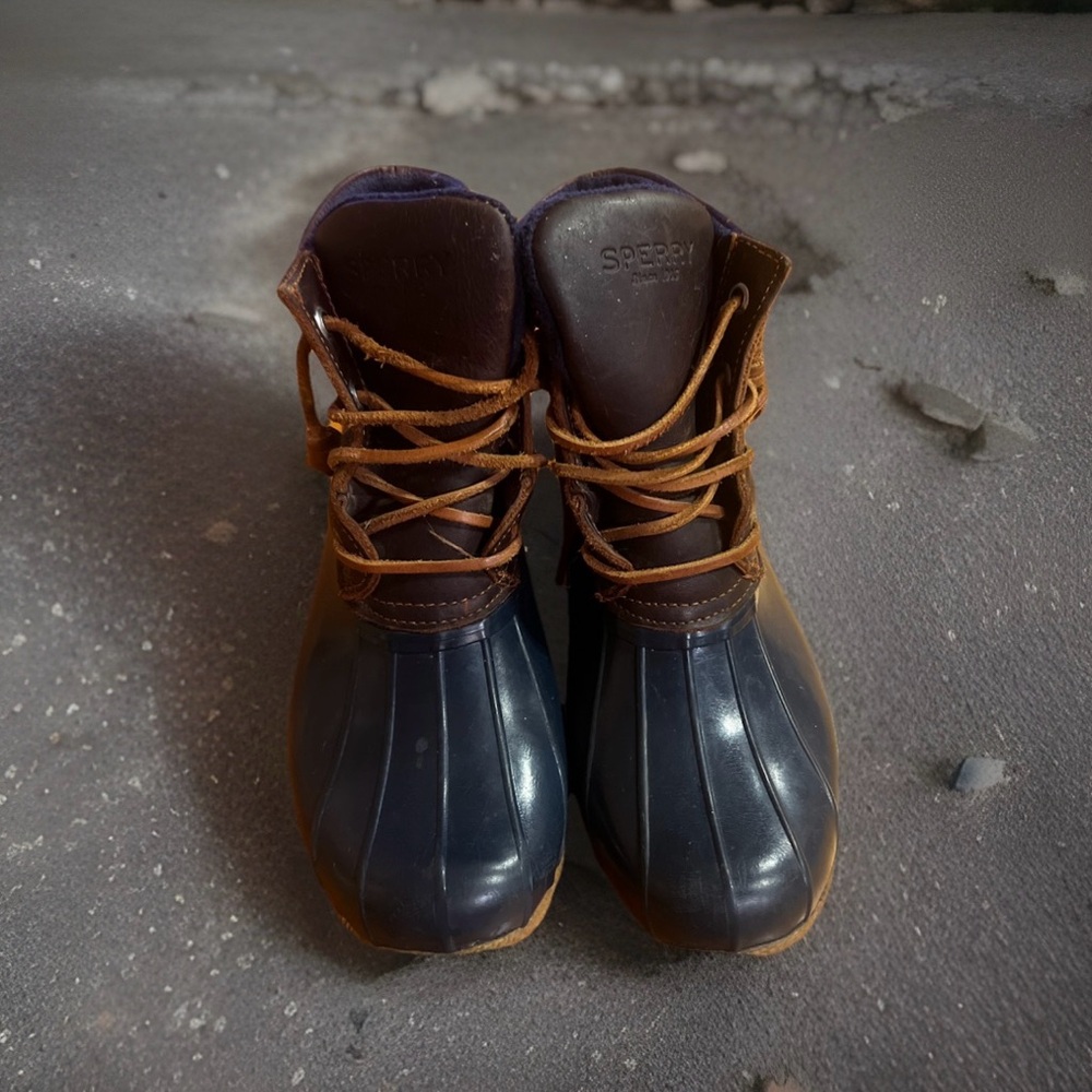 Sperry Men's Navy and Brown Rain Boots